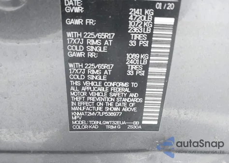 2020 Nissan Rogue Sv Intelligent Awd из США, поврежденный, VIN KNMAT2MV7LP538977